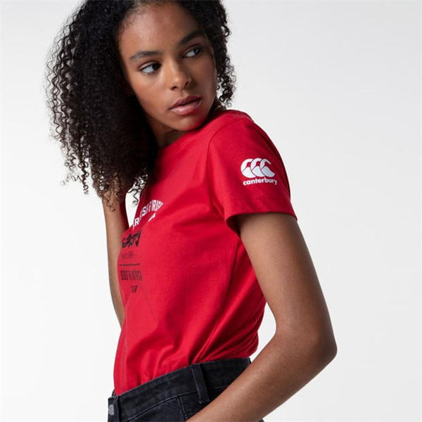 Canterbury British and Irish Lions Black Graphic Print Red Womens T-Shirt - Stockpoint Apparel Outlet