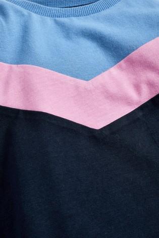 Next Blue/Pink Chevron Colourblock Older Boys T-Shirt