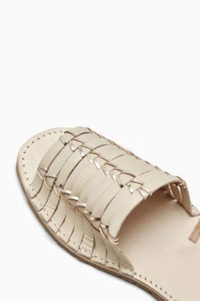 Next Womens Nude Woven Leather Beach Sandals - Stockpoint Apparel Outlet