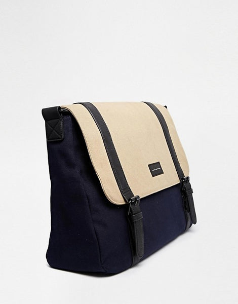 French Connection Mens Canvas Messenger Bag