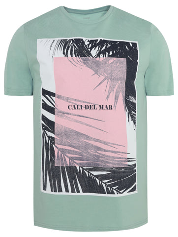George Mint Green Café Del Mar Slogan Graphic Mens T-Shirt - Stockpoint Apparel Outlet