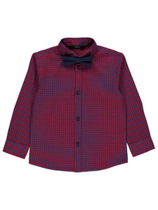 George Red Micro Check Boys Shirt with Bow Tie - Stockpoint Apparel Outlet