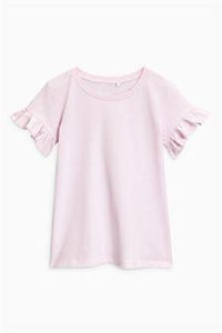 Next Girls Pink Ruffle Sleeve T-Shirt    