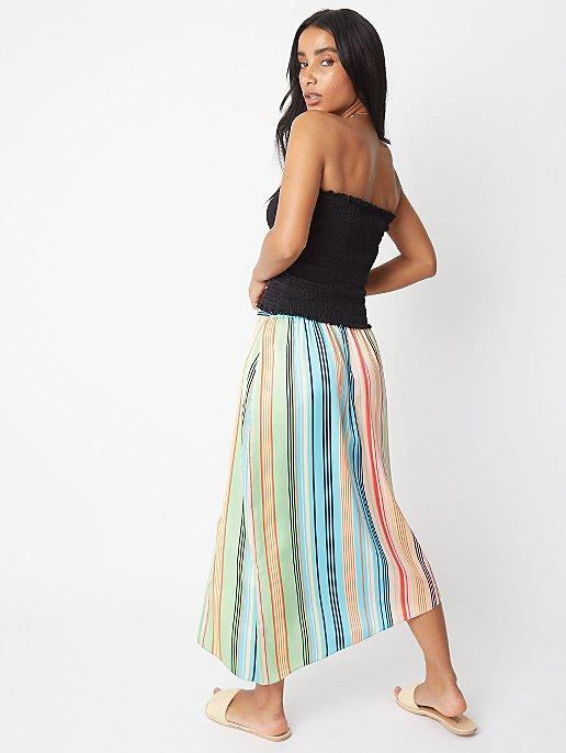 Striped asymmetrical outlet skirt