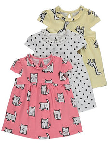George Girls Pastel Animal Print Dresses 3 Pack