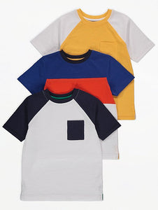 George Boys Jersey Colour Block Raglan T-Shirts 3 Pack
