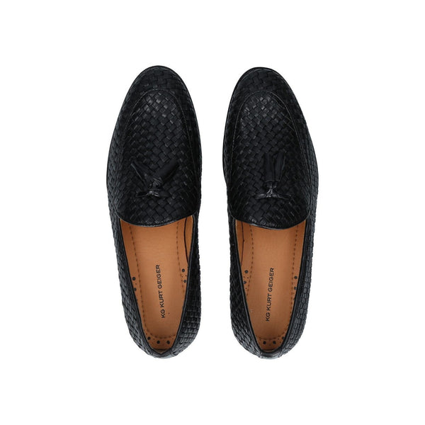 Kurt Geiger KG Haxsby Tassel Black Leather Mens Loafers - Stockpoint Apparel Outlet