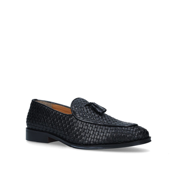 Kurt Geiger KG Haxsby Tassel Black Leather Mens Loafers - Stockpoint Apparel Outlet