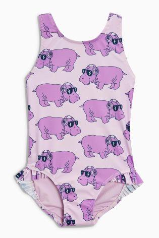 Next Purple Hippo Girls Swimsuit