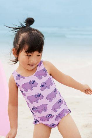 Next Purple Hippo Girls Swimsuit