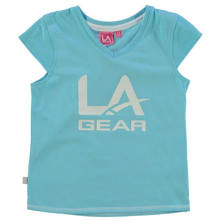 LA Gear Girls Large Logo V Neck T-Shirt 