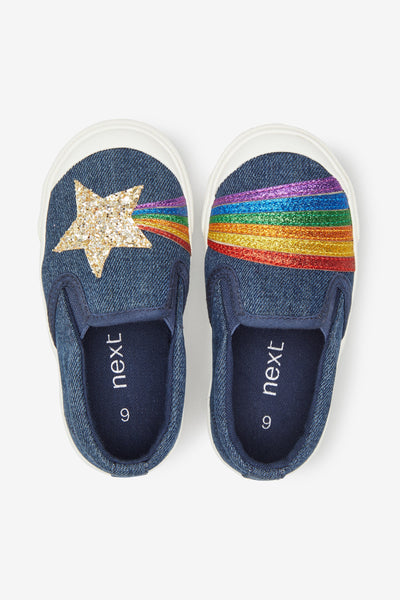 Next Denim Rainbow Younger Girls Skate Shoes - Stockpoint Apparel Outlet