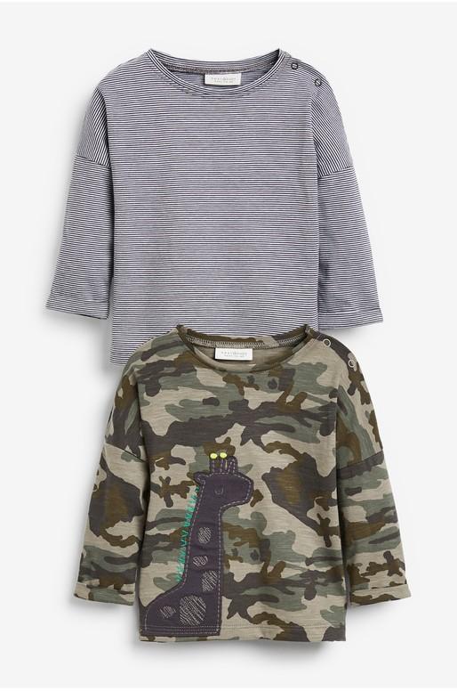 Next Khaki 2 Pack Giraffe Camouflage Baby Boys T-Shirt