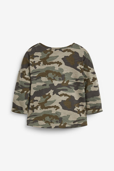 Next Khaki 2 Pack Giraffe Camouflage Baby Boys T-Shirt