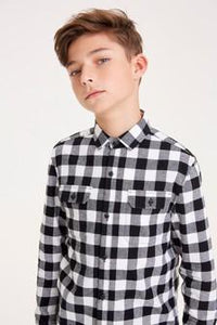 Next Black Check Younger Boys Shirt - Stockpoint Apparel Outlet