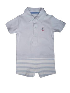 Baby Boys Blue Striped Polo Romper