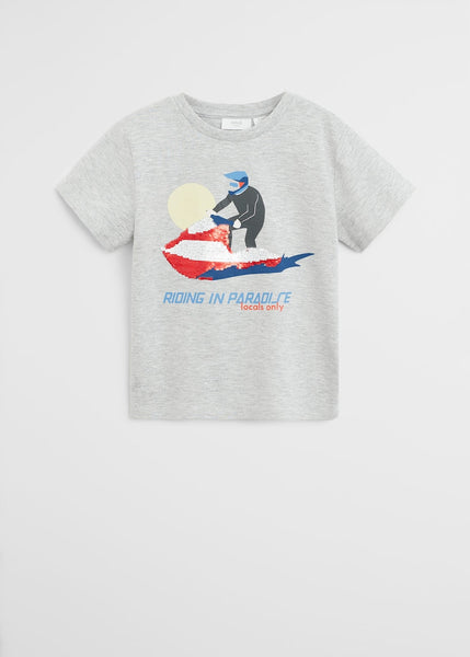 Mango Riding Printed Reversible Sequins Older Boys T-Shirt - Stockpoint Apparel Outlet