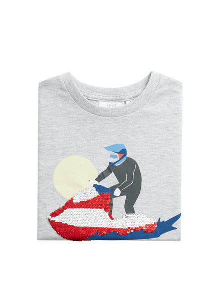 Mango Riding Printed Reversible Sequins Older Boys T-Shirt - Stockpoint Apparel Outlet