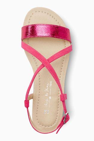 Next Girls Pink Metallic Strap Sandals