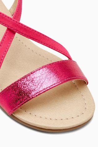 Next Girls Pink Metallic Strap Sandals