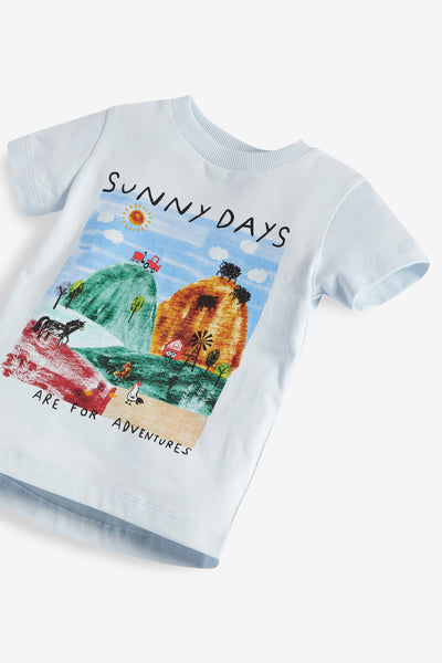 Next Light Blue Sunny Days Farm Younger Boys T-Shirt - Stockpoint Apparel Outlet