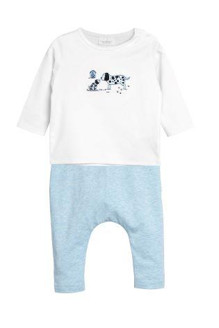 Next Baby Boys Ecru Dog T-Shirt And Blue Leggings Set