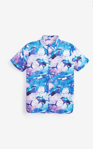 Next Animal Print Blue Shark Boys Shirt