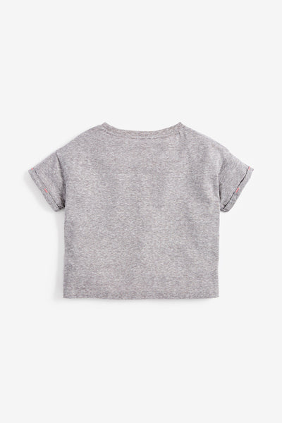Next Cat Print Grey Graphic Younger Girls T-Shirt 