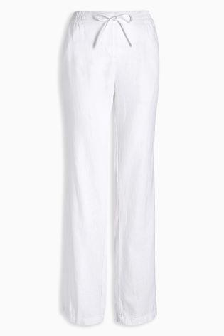 Buy NEXT Tie Waist Wide Leg Trousers with Linen in Natural 2024 Online |  ZALORA Singapore