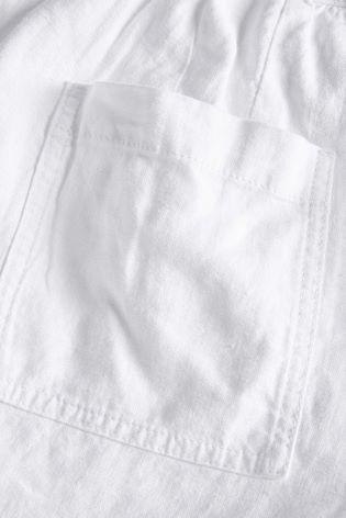 Next Womens White Linen Blend Parallel Trousers - Stockpoint Apparel Outlet