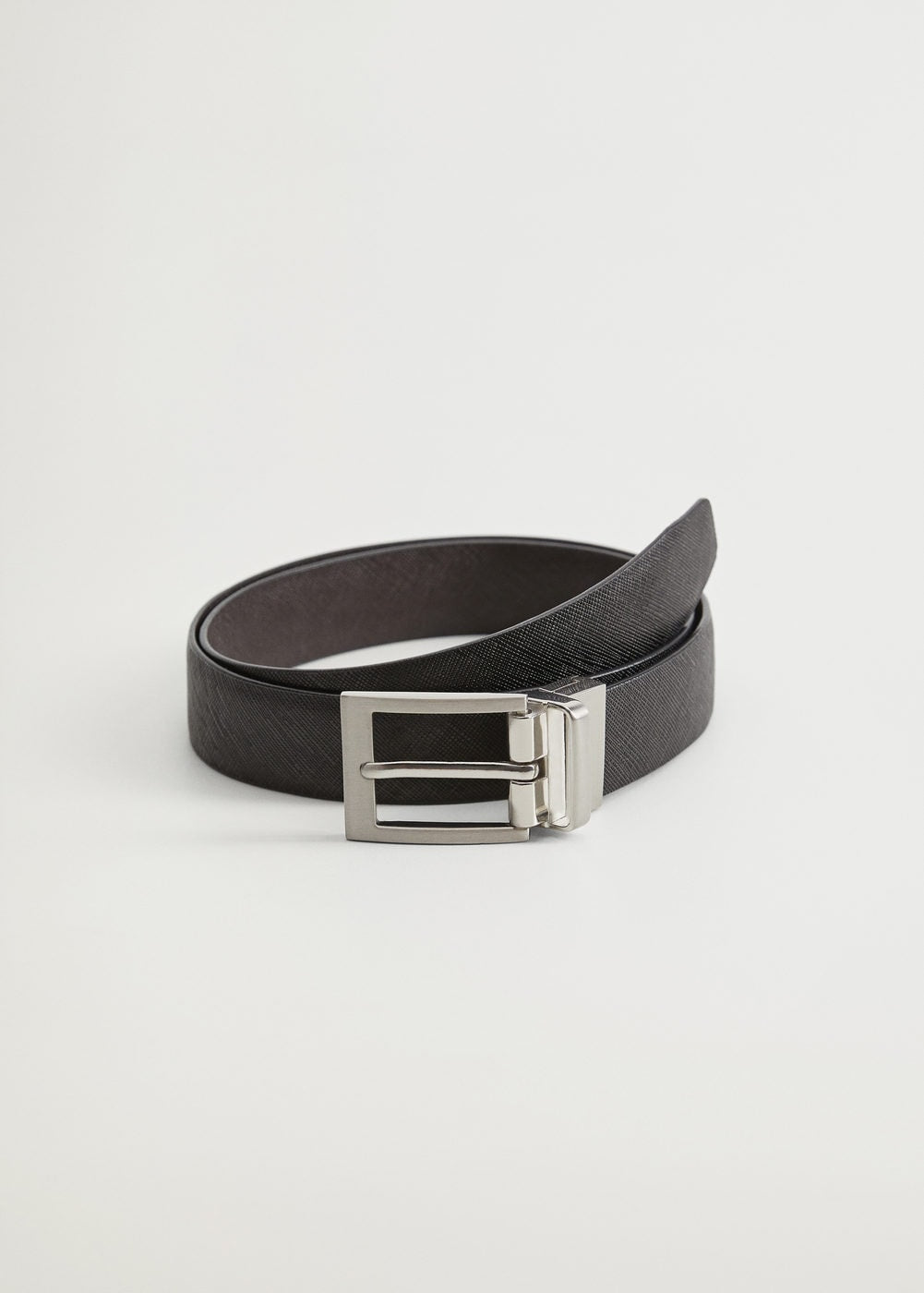 Mango Emili Black Saffiano Real Leather Tailored Mens Belt - Stockpoint Apparel Outlet