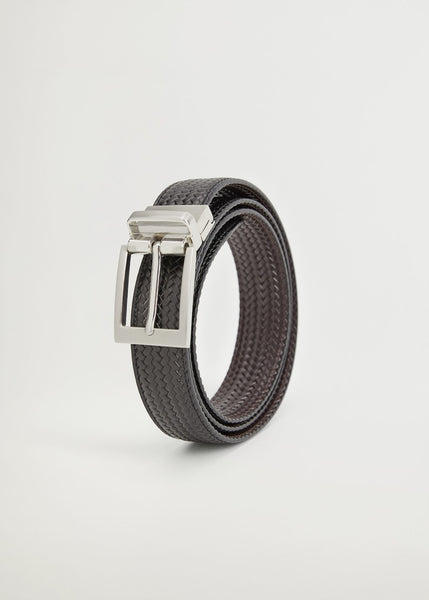 Mango Emili Black Braided Real Leather Mens Belt - Stockpoint Apparel Outlet