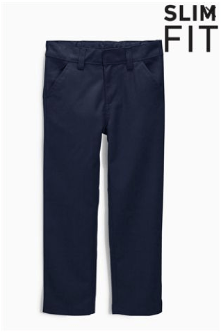 Next Boys Navy Flat Front Trousers Slim Fit