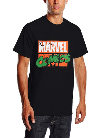 Marvel Mens Comics Halloween Logo Short Sleeve Boys Black T-Shirt