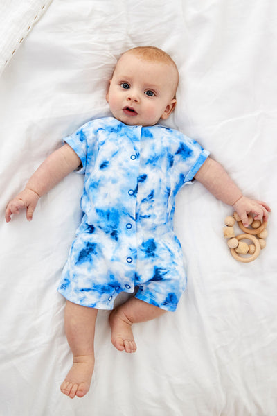 Next Single Printed Blue Tie Dye Baby Boys Romper - Stockpoint Apparel Outlet