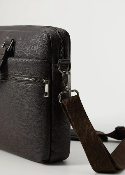 Mango External Pocket Brown Tote Mens Briefcase - Stockpoint Apparel Outlet