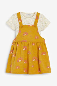 Next Cream Pinafore Dress With Bodysuit Two Piece Baby Girls Set - Stockpoint Apparel Outlet
