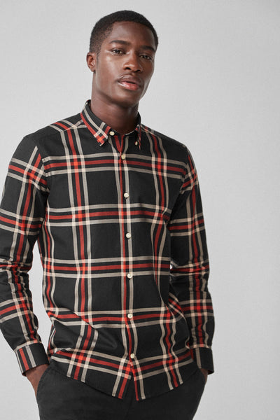 Next Check Black/Red Mens Shirt - Stockpoint Apparel Outlet