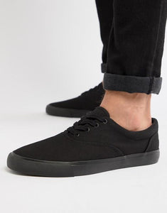 Unisex ASOS Lace Up Plimsolls in Black - Stockpoint Apparel Outlet