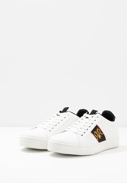 River Island Surrey White RI Monogram Mens Trainers - Stockpoint Apparel Outlet