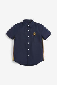 Next Navy Short Sleeve Side Stripe Oxford Boys Shirt