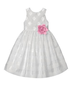 American Princess Girls White & Pink Floral Babydoll Dress