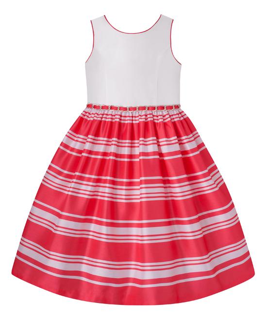 American Princess Girls Coral & White A-Line Girls Dress - Stockpoint Apparel Outlet