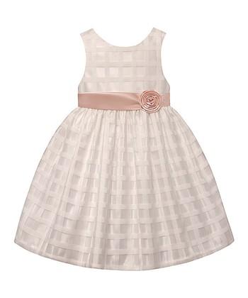 American Princess Girls Ivory Peach Spring A-Line Dress - Stockpoint Apparel Outlet