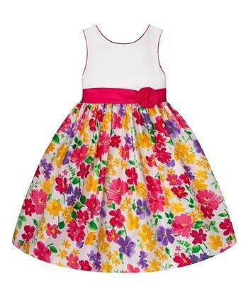 American Princess Girls White & Lilac Floral A-Line Dress - Stockpoint Apparel Outlet