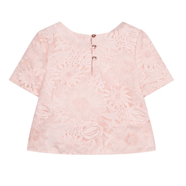 Ted Baker Girls Light Pink Floral Lace Top