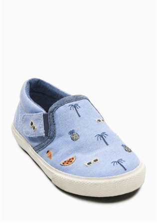 Next Baby Boys Blue Embroidery Slip-on Shoes - Stockpoint Apparel Outlet
