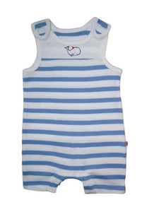 Whale Blue/White Striped Romper - Stockpoint Apparel Outlet