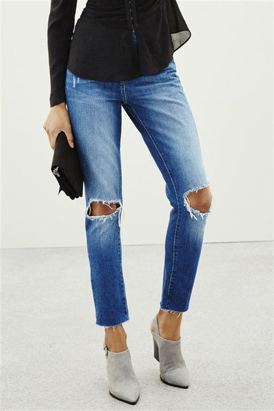 Next Womens Boyfriend Mid Blue Rip Jeans - Stockpoint Apparel Outlet