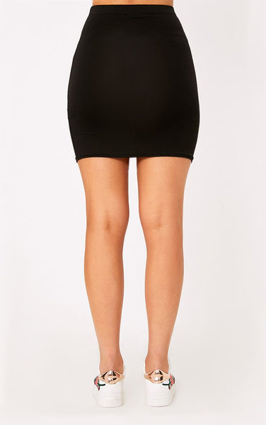 PrettyLittleThing Womens Basic Black Jersey Mini Skirt - Stockpoint Apparel Outlet